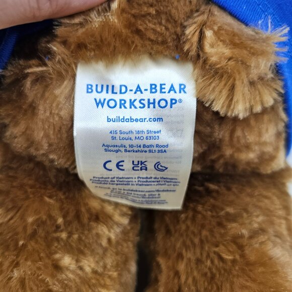 Build A Bear Happy Birthday Bear Plush Brown Teddy Blue T-Shirt Stuffed Animal - Picture 11 of 13